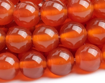Cuentas de cornalina natural genuina de 8 mm, redondas, naranjas y rojas, calidad AAA (104274)