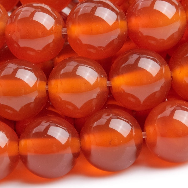 Genuine Natural Carnelian Gemstone Beads 8MM Orange Red Round AAA Quality Loose Beads (104274)