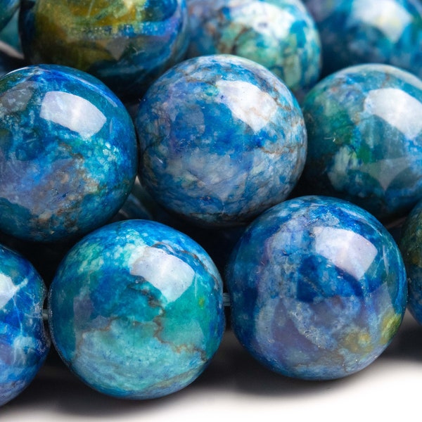 Magnesite Turquoise Gemstone Beads 12MM Peacock Blue Round AAA Quality Loose Beads (115994)