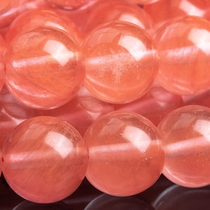 Cherry Quartz Beads 10MM Fruity Pink Round Loose Beads (101213)