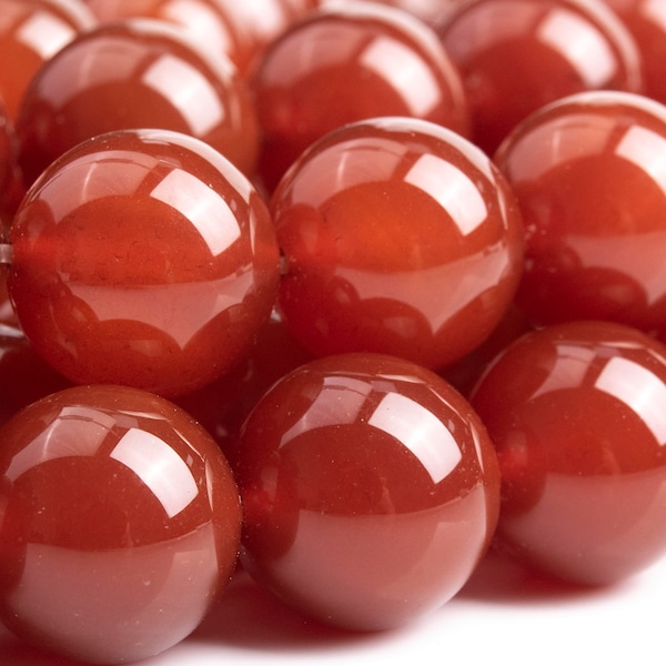 Genuine Natural Carnelian Gemstone Beads 15-16MM Red Round AAA Quality Loose Beads (103574)