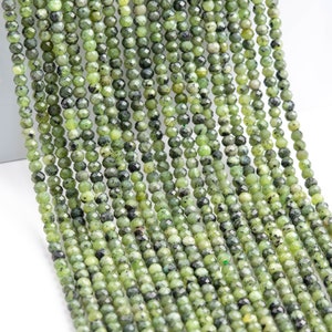 Genuine Natural Green Jade Gemstone Beads 3x2MM Faceted Rondelle AAA Quality Loose Beads (117849)