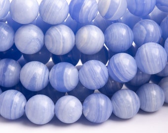 Cuentas de ágata de encaje de 8 mm, redondas, sueltas, color morado y azul (118373)