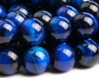 Tiger Eye Gemstone Beads 10MM Lapis Lazuli Blue Round AA Quality Loose Beads (100222)