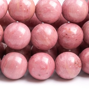 Genuine Natural Rhodonite Gemstone Beads 10-11MM Rose Pink Round AAA Quality Loose Beads (111846)