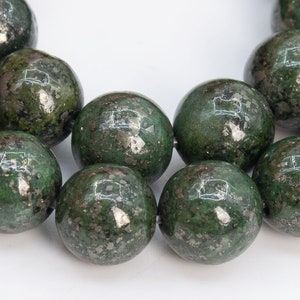 Pyrite Gemstone Beads 8MM Green Round AAA Quality Loose Beads (102300)