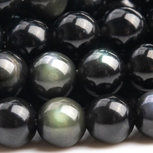 Genuine Natural Obsidian Gemstone Beads 6MM Rainbow Round AAA Quality Loose Beads (104141)