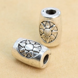 10 Pcs - 10x7MM Antique Silver Tone Tube Spacer Beads (62749-2289)