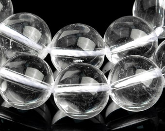 Genuine Natural Crystal Quartz Gemstone Beads 10MM Clear Round AA Quality Loose Beads (116945)