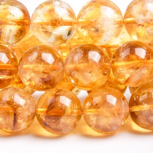 Genuine Natural Citrine Gemstone Beads 13MM Brown Yellow Cloudy Round A Quality Loose Beads (119559)
