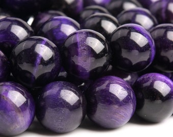 Tiger Eye Gemstone Beads 10MM Purple Round AA Quality Loose Beads (100200)