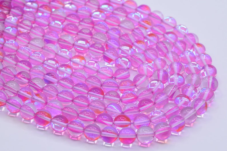 8MM Pink Mystic Aura Quartz Beads Grade AAA Round Loose Beads 104587 48 Pcs 23 Pcs
