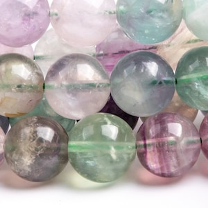 Genuine Natural Fluorite Gemstone Beads 11-12MM Multicolor Round AA Quality Loose Beads (119117)