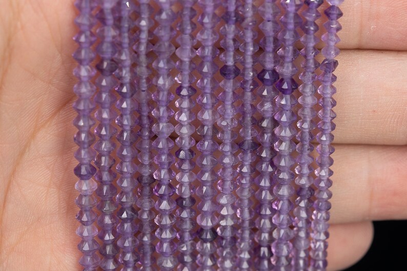 3x2MM Amethyst Beads Grade AAA Genuine Natural Faceted Rondelle Gemstone Loose Beads 111439 196 Pcs