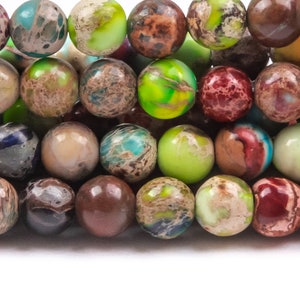 Sea Sediment Imperial Jasper Gemstone Beads 4MM Rainbow Multicolor Round AAA Quality Loose Beads (124718)