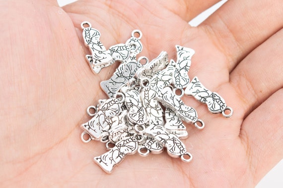 合金チャーム 20個 - 18x7x1MM 祈る少女チャーム 両面 アンティークシルバートーン