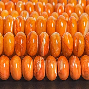 Genuine Natural Trochidae Shell Gemstone Beads 10X4MM Orange Rondelle AAA Quality Loose Beads (127343)