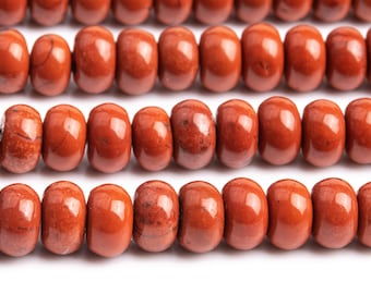 Genuine Natural Jasper Gemstone Beads 6x4MM Red Rondelle AA Quality Loose Beads (102202)