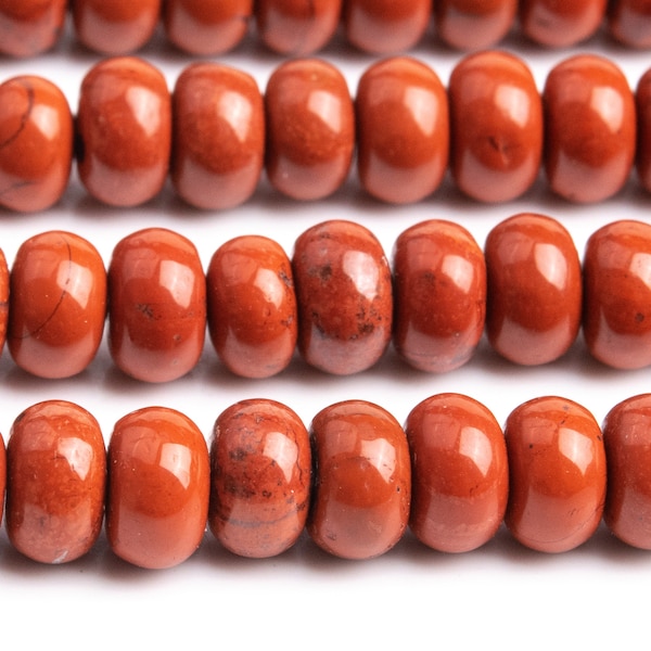 Genuine Natural Jasper Gemstone Beads 6x4MM Red Rondelle AA Quality Loose Beads (102202)