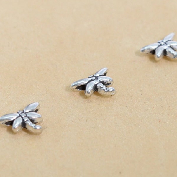 100 Pcs - 8x6MM Antique Silver Tone Dragonfly Spacer Beads (63290-2392)