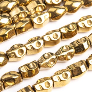 Hämatit Edelstein Perlen 8 x 5 MM Gold Skull AAA Qualität lose Perlen (104543)