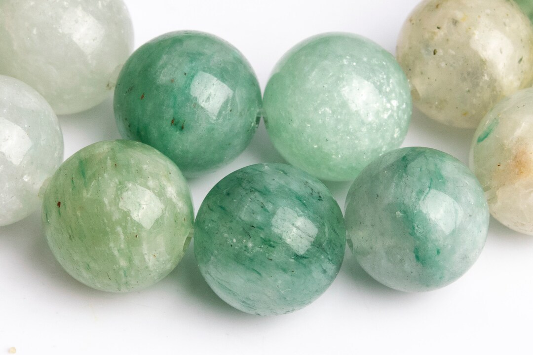 Gem-Inside Perline Giada Africana Verde – 10 Mm, 1 Foro (1 Mm) – Circa 38-40 Pezzi Per Filo – Per Creazione Gioielli Fai-da-Te