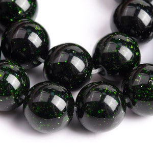 Goldstone Beads 9-10MM Green Round Loose Beads (102417)