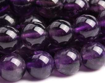 Genuine Natural Amethyst Gemstone Beads 6MM Deep Purple Round AAA Quality Loose Beads (100615)