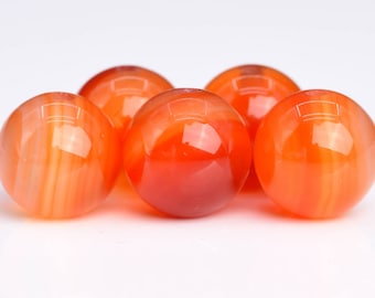 Perles de pierres précieuses en agate 4 mm rouge orange rondes de qualité AAA (103483)