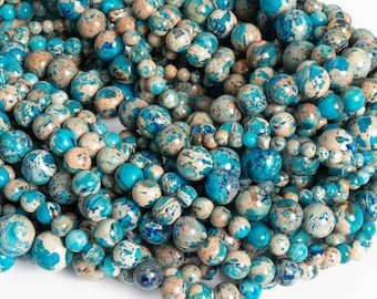 Sea Sediment Imperial Jaspis Edelstein Perlen 4 MM 6 MM 8 MM 10 MM 12 MM Himmelblau Runde AAA Qualität lose Perlen