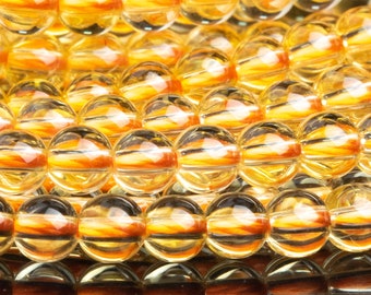 Behandelde citrien edelsteenkralen 4 mm gele ronde losse kralen van AAA-kwaliteit (120611)