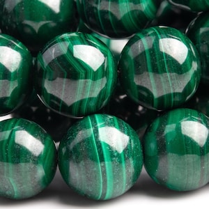 Genuine Natural Malachite Gemstone Beads 12MM Green Round AAA Quality Loose Beads (102115)