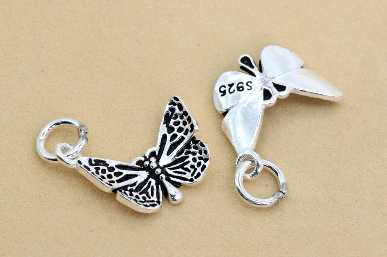 62140 15x10MM Sterling Silver Butterfly Charm 1 Pcs