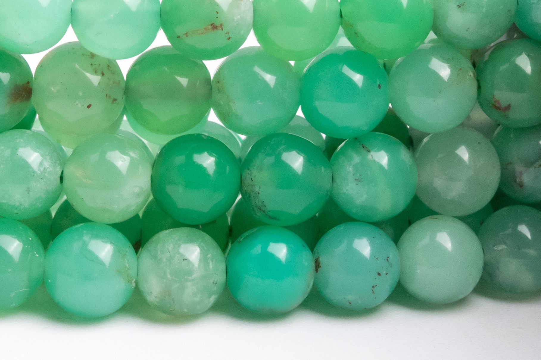 Genuine Natural Chrysoprase / Australian Jade Gemstone Beads 6-7MM Green Round AAA Quality Loose Beads (123113)