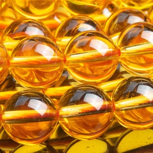Treated Citrine Gemstone Beads 8MM Yellow Round AAA Quality Loose Beads (100747)