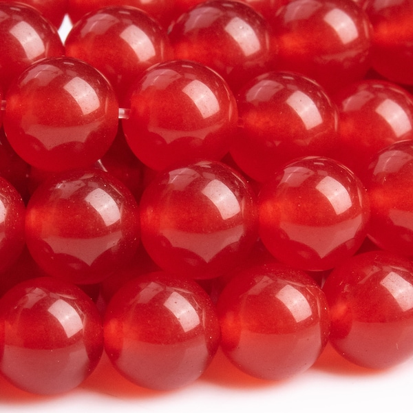 Malaysian Jade Gemstone Beads 8MM Chilli Red Round AAA Quality Loose Beads (116735)