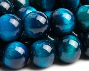 Tiger Eye Gemstone Beads 10MM Blue Green Round AAA Quality Loose Beads (105575)