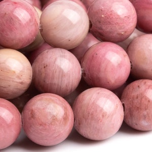 Genuine Natural Rhodonite Gemstone Beads 8-9MM Haitian Flower Round AAA Quality Loose Beads (100076)