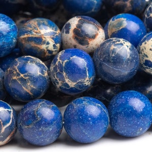 Sea Sediment Imperial Jasper Gemstone Beads 6MM Ocean Blue Round AAA Quality Loose Beads (101875)
