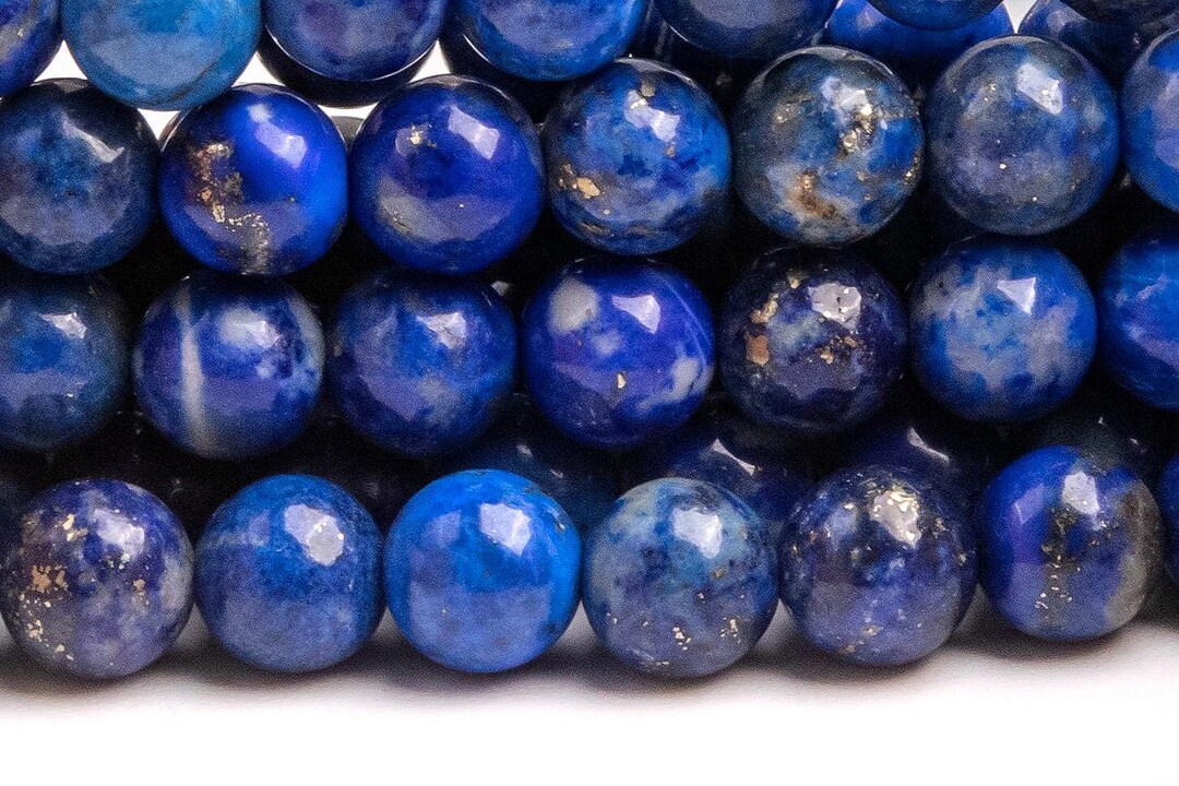 Genuine Natural Lapis Lazuli Gemstone Beads 5-6MM Deep Blue Round A ...