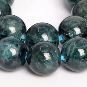 Genuine Natural Apatite Gemstone Beads 10MM Deep Blue Green Round AA Quality Loose Beads (109270)