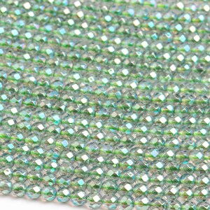 Crystal Quartz Gemstone Beads 4MM Green Faceted Round AAA Quality Loose Beads (102080)