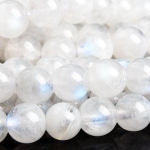 Genuine Natural Rainbow Moonstone Gemstone Beads 4-5MM White Round AAA Quality Loose Beads (120619)