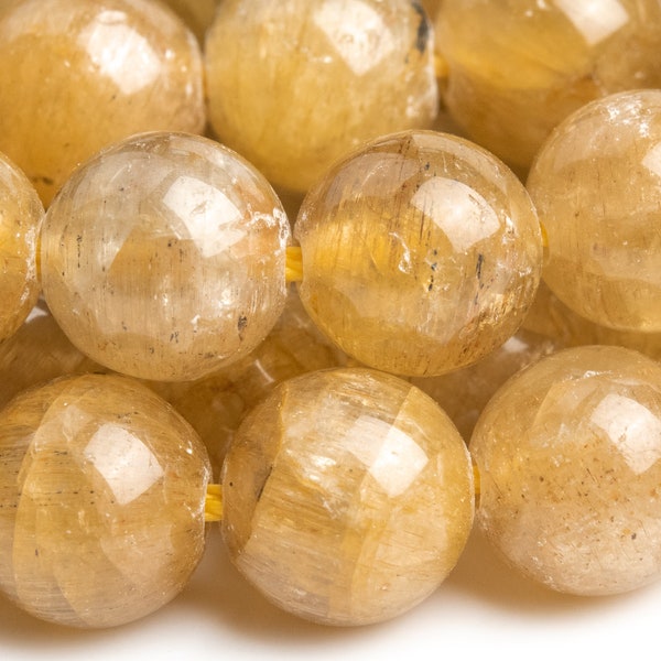 Véritables perles de pierres précieuses d'apatite naturelle 8MM jaune brun rond perles en vrac de qualité AAA (111138)