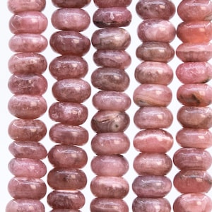 51 Pcs - 6x4MM Gray Pink Rhodochrosite Beads Argentina Grade A Genuine Natural Rondelle Gemstone Loose Beads (115494)