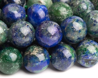 Azurite Gemstone Beads 10MM Green & Blue Nugget Round Loose Beads (120139)