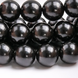 Genuine Natural Jet Gemstone Beads 10MM Black Round AAA Quality Loose Beads (118780)