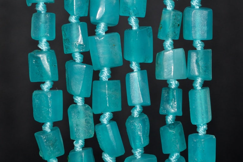 6-9MM Genuine Natural Aqua Amazonite Beads Semi Transparent Grade AAA Faceted Nugget Rectangle Tube Gemstone Beads 108365 30-35 Pcs