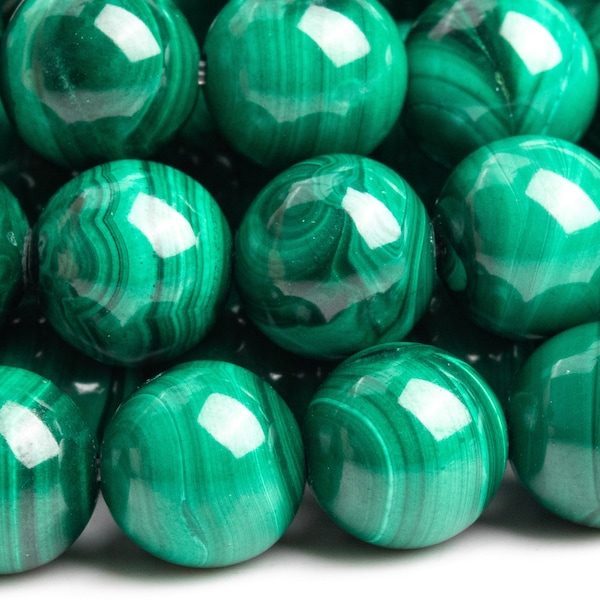 Genuine Natural Malachite Gemstone Beads 8MM Green Round AAA Quality Loose Beads (101765)