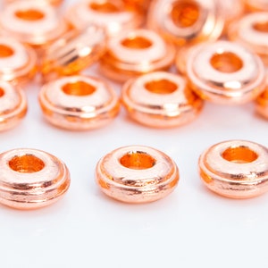 30 Pcs - 6MM 18k Rose Gold Tone Rondelle Spacer Beads (64316-2484)